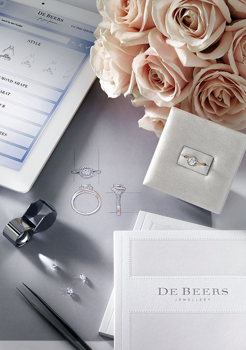 De Beers 鑽石戒指。